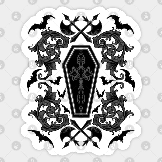 Vampire Damask Sticker by RavenWake